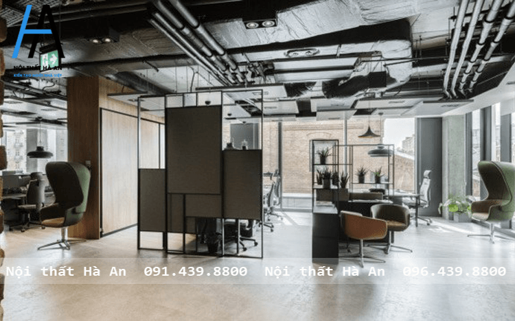Mẫu 5: Thiết kế nội thất văn phòng phong cách công nghiệp